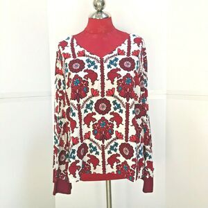 NWT Crown & Ivy blouse Ivory & Red Elephants PL